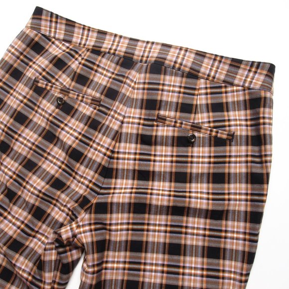 Anthropologie Maeve Flared Plaid Pants Black Motif - Size 16 Petite 16P - Picture 5 of 12